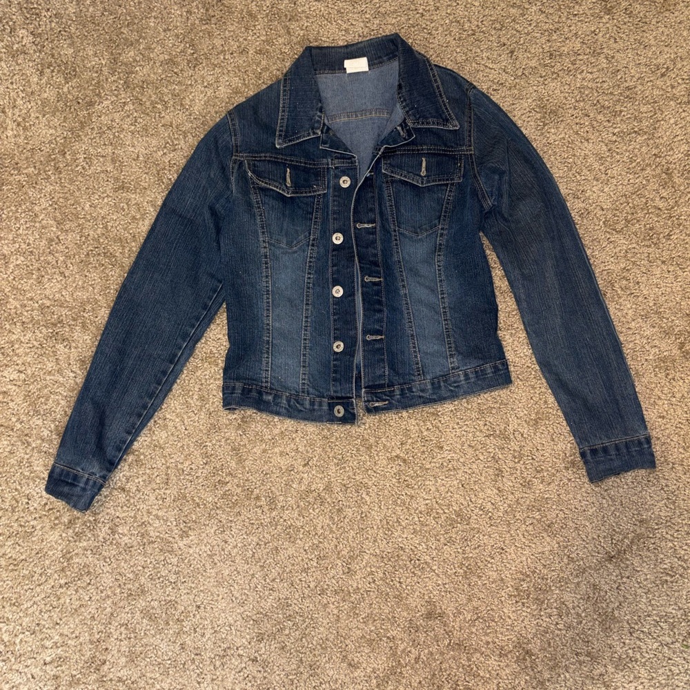 Y2K Women's Dark Blue Sparkle Denim Jacket